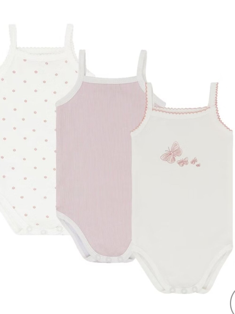 Ely's & Co. Baby Girls Cotton Bodysuits-Undershirts - 3 Pack, Pink Stripes, Flor
